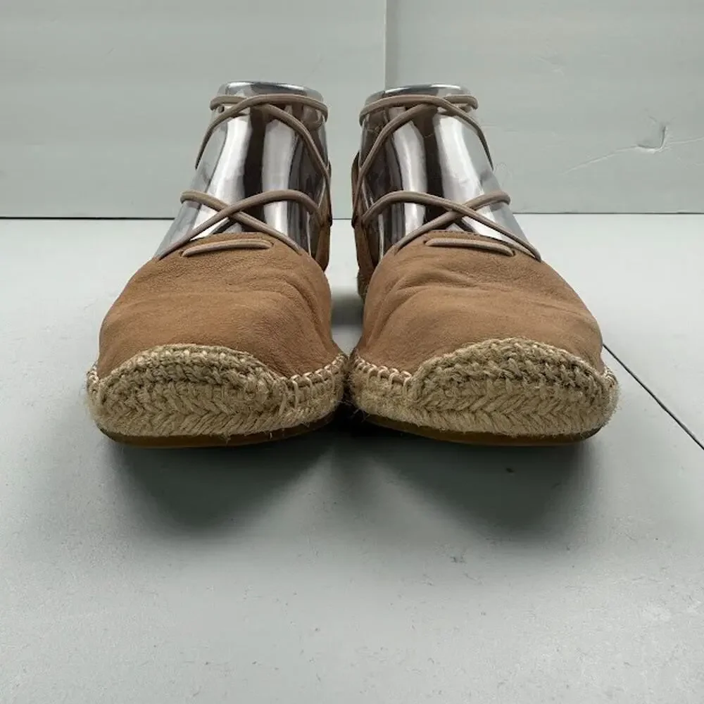 Eileen Fisher Sandals Womens 6.5 Tan Lace Espadrille Resort Quiet Luxury Boho - Picture 3 of 13